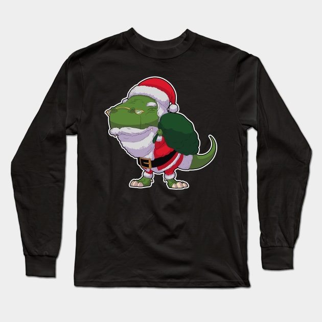 Dino Santa Claus Long Sleeve T-Shirt by DinoTropolis